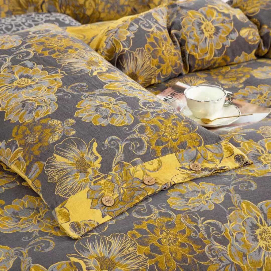 Floral Butterfly Cotton Gauze Bedding Set(4pcs)