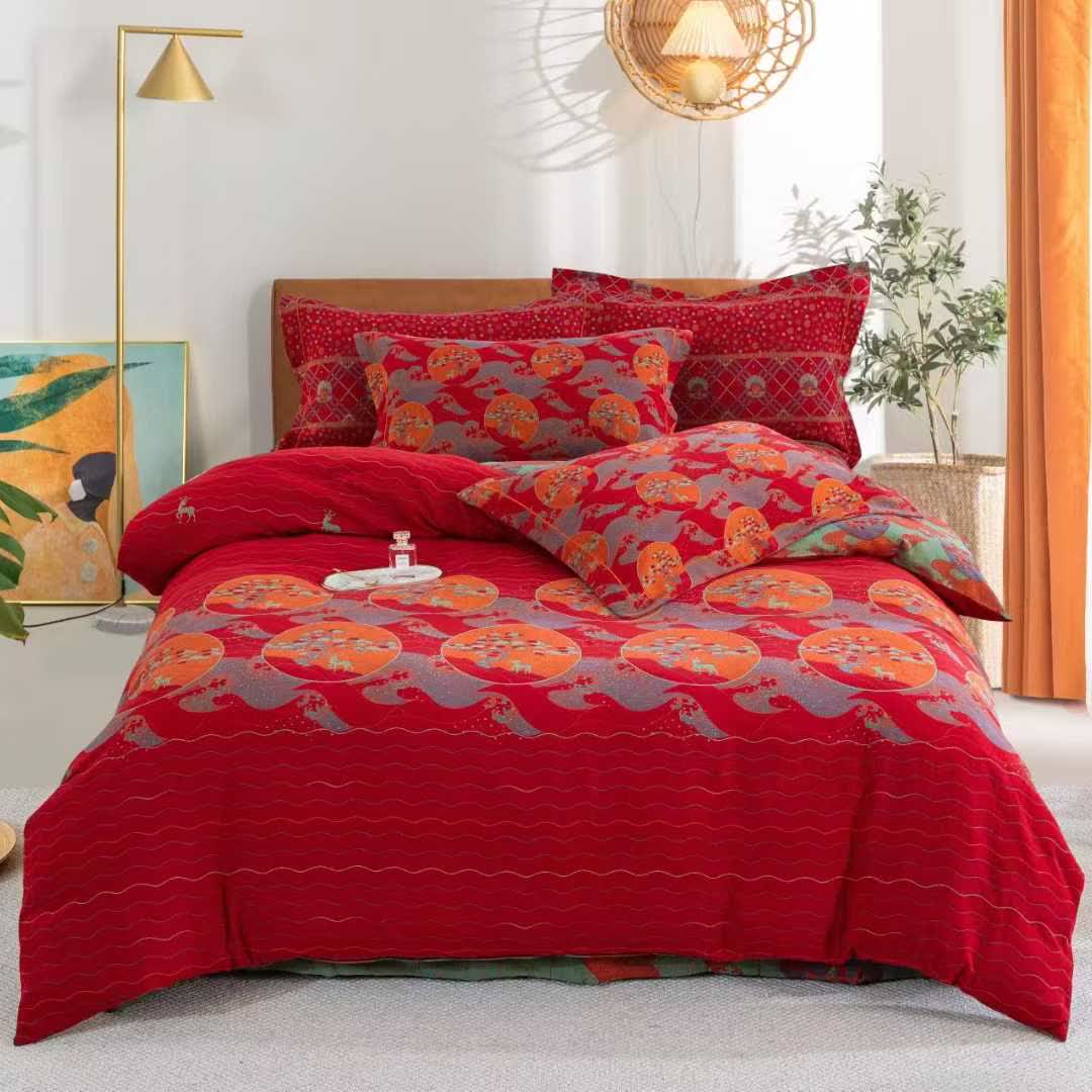 Oriental Sea Moon Cotton Bedding Set(4pcs)