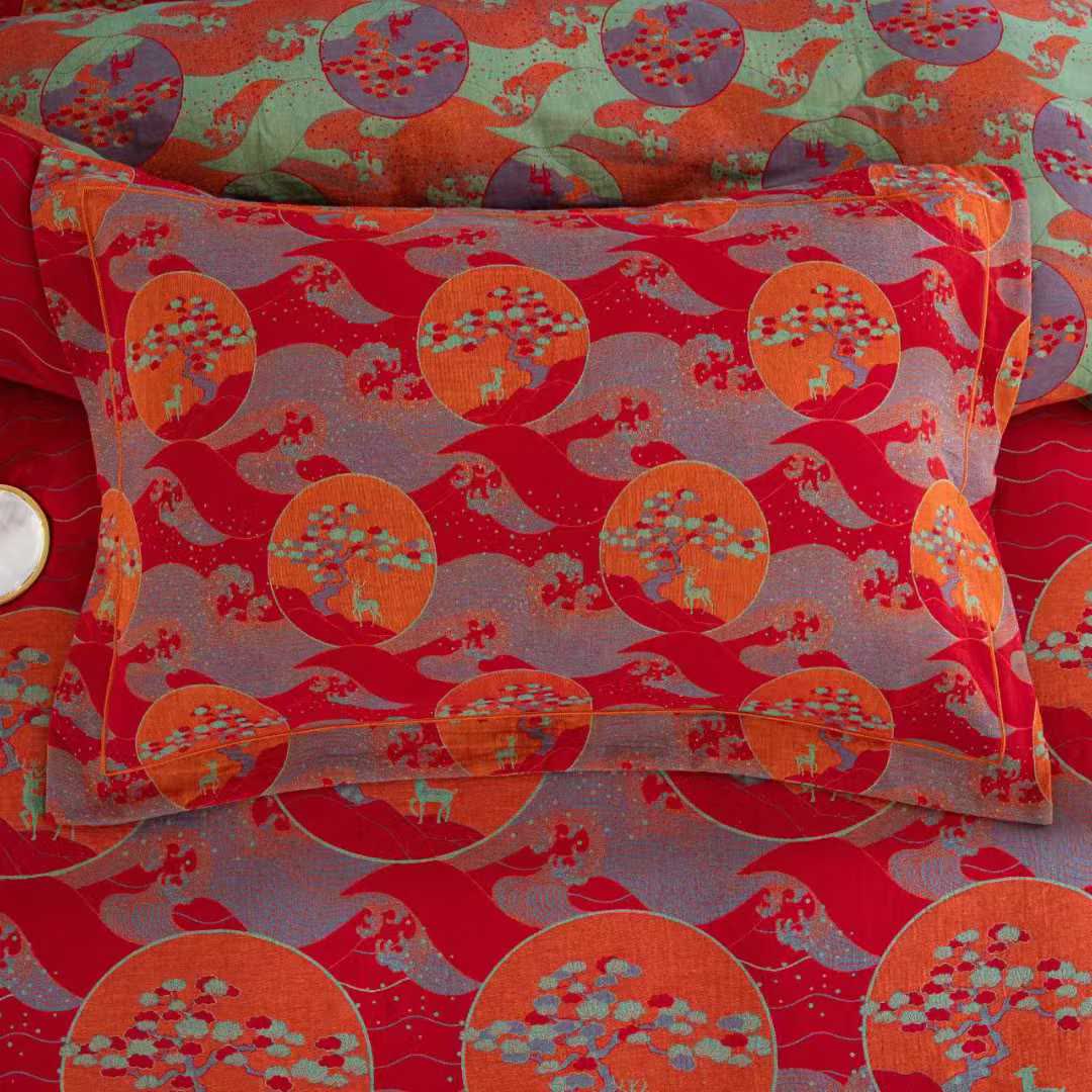 Oriental Sea Moon Cotton Bedding Set(4pcs)