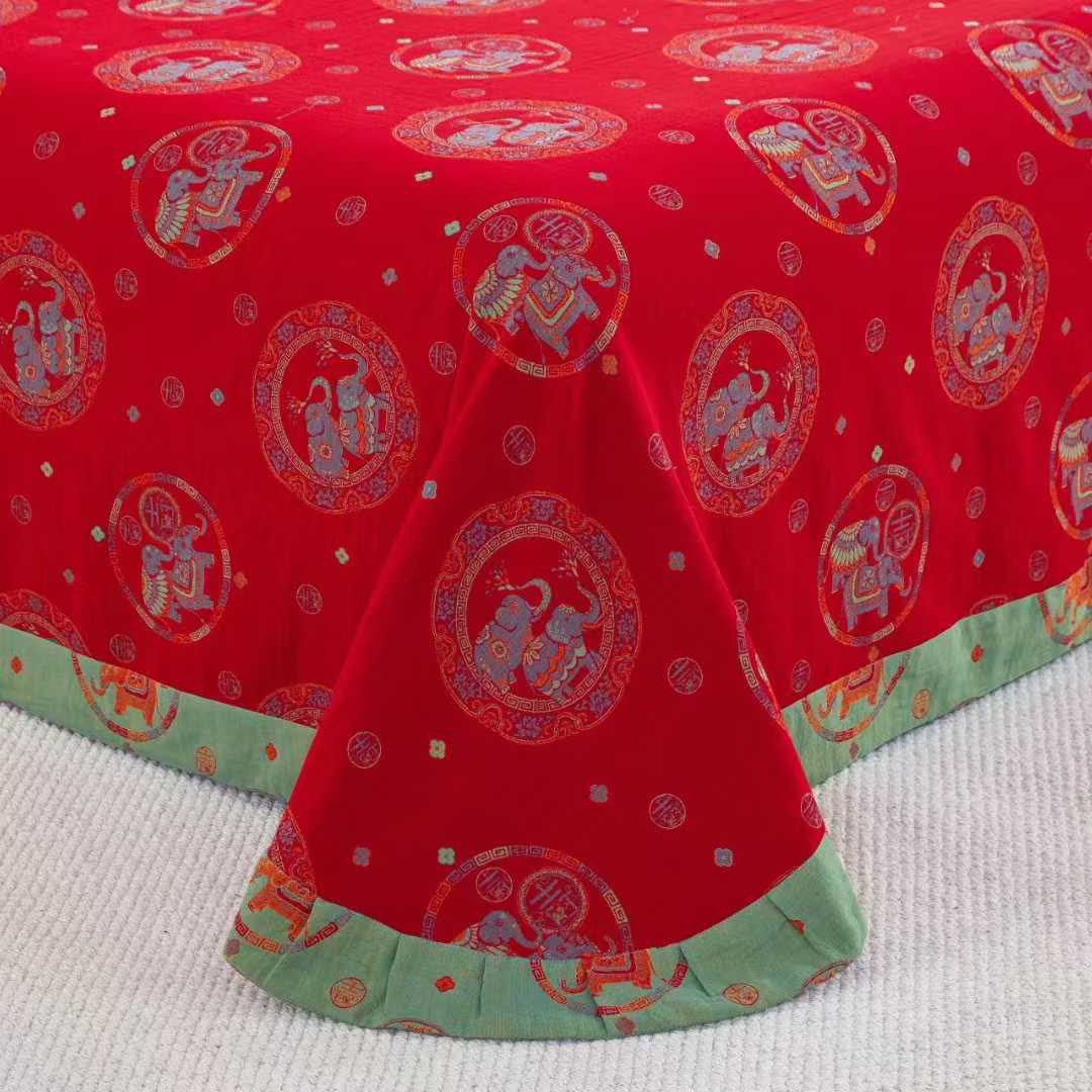 Thai Elephant Cotton Gauze Bedding Set(4pcs)