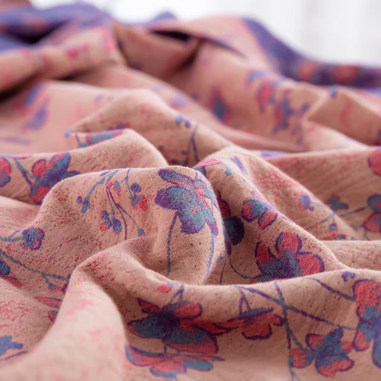 Floral Cotton Gauze Reversible Bedding Set(4pcs)