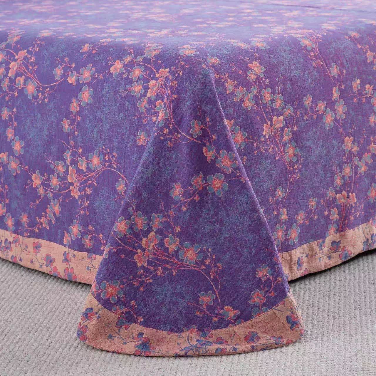Floral Cotton Gauze Reversible Bedding Set(4pcs)