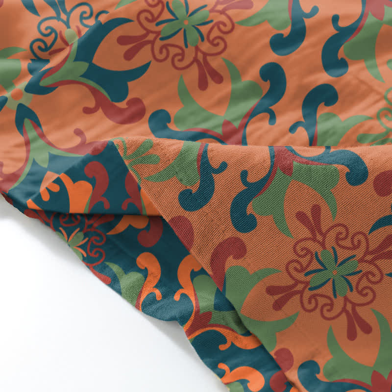 Geometric Pattern Cotton Kimono Loungewear Set
