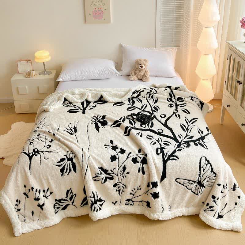 Tree Butterfly Jacquard Throw Blanket