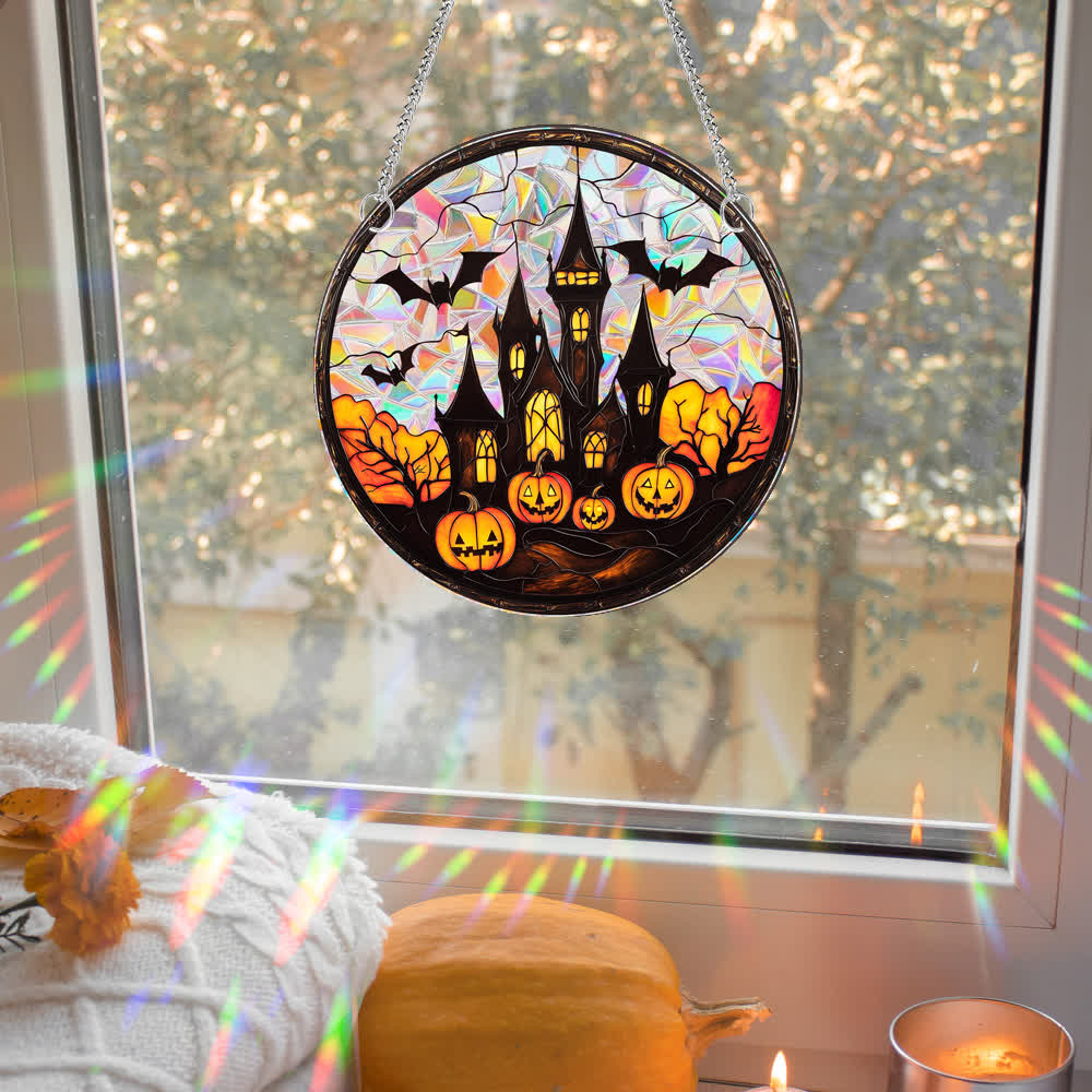 Halloween Pumpkin Bat Window Hanging