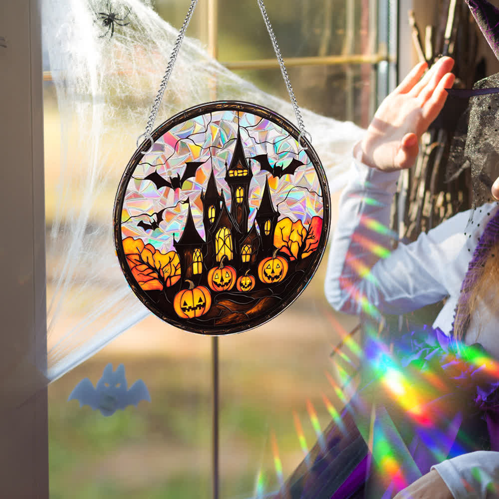 Halloween Pumpkin Bat Window Hanging