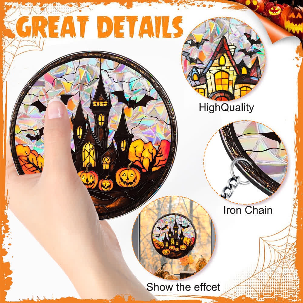 Halloween Pumpkin Bat Window Hanging