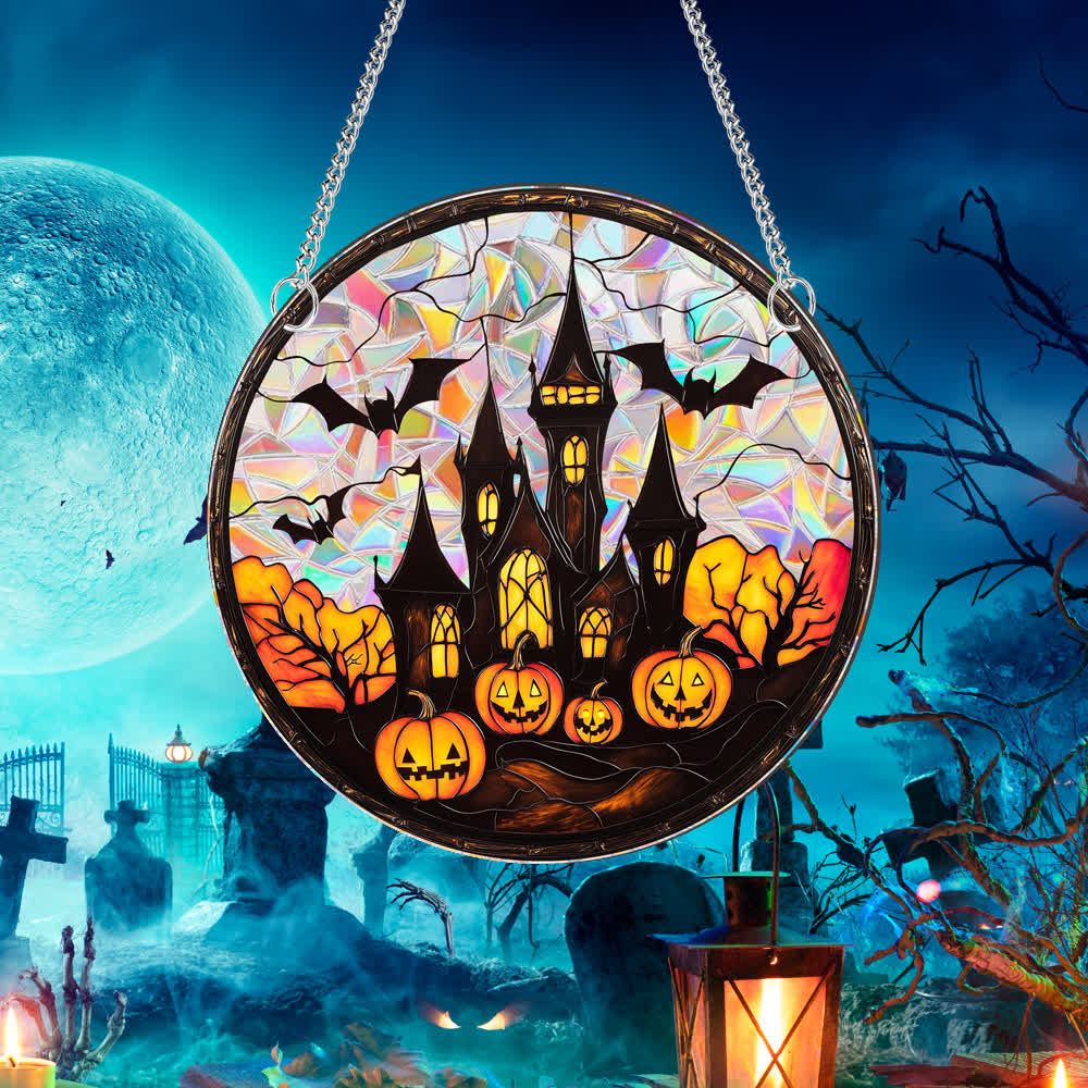 Halloween Pumpkin Bat Window Hanging