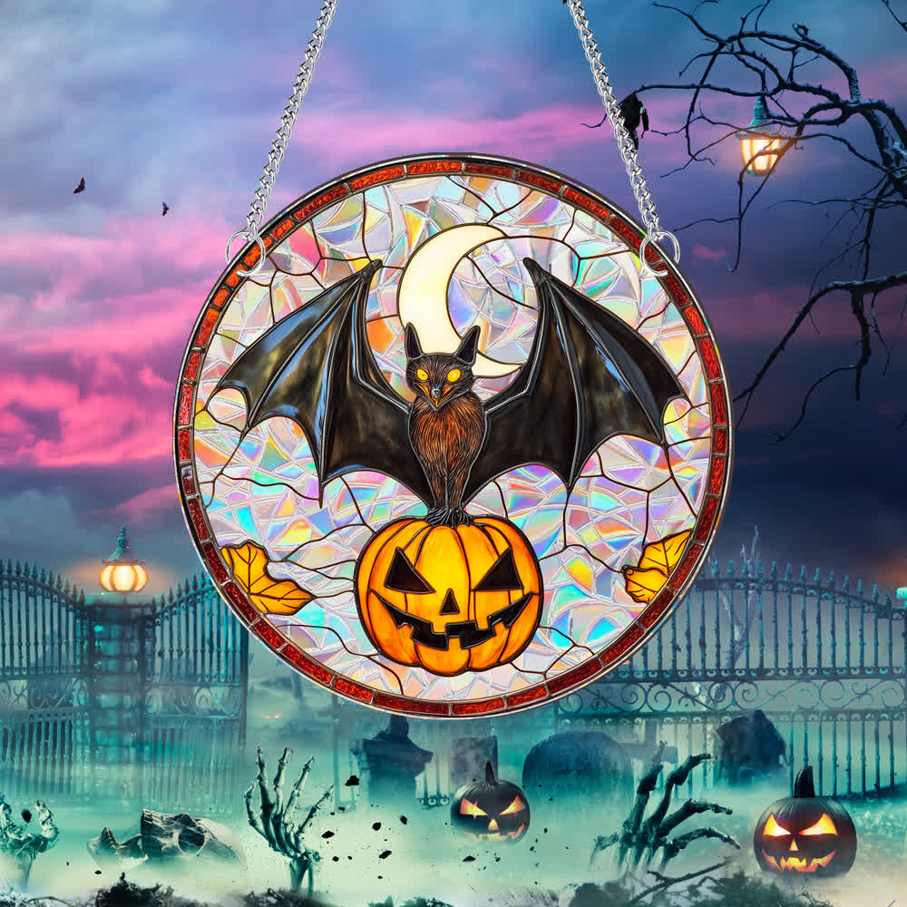 Pumpkin Bat Suncatcher Window Hanging