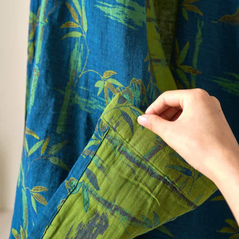 Two-Tone Bamboo Cotton Gauze Kimono Robe