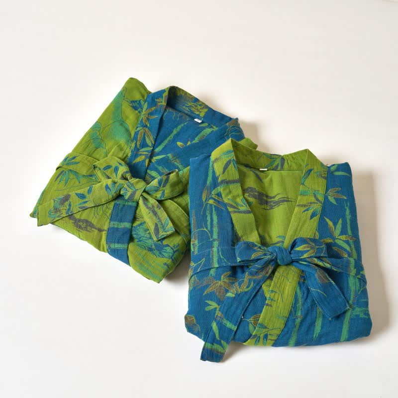 Two-Tone Bamboo Cotton Gauze Kimono Robe