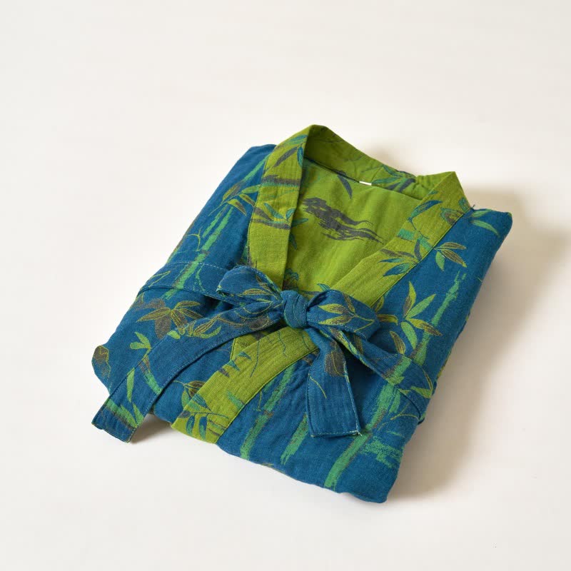 Two-Tone Bamboo Cotton Gauze Kimono Robe