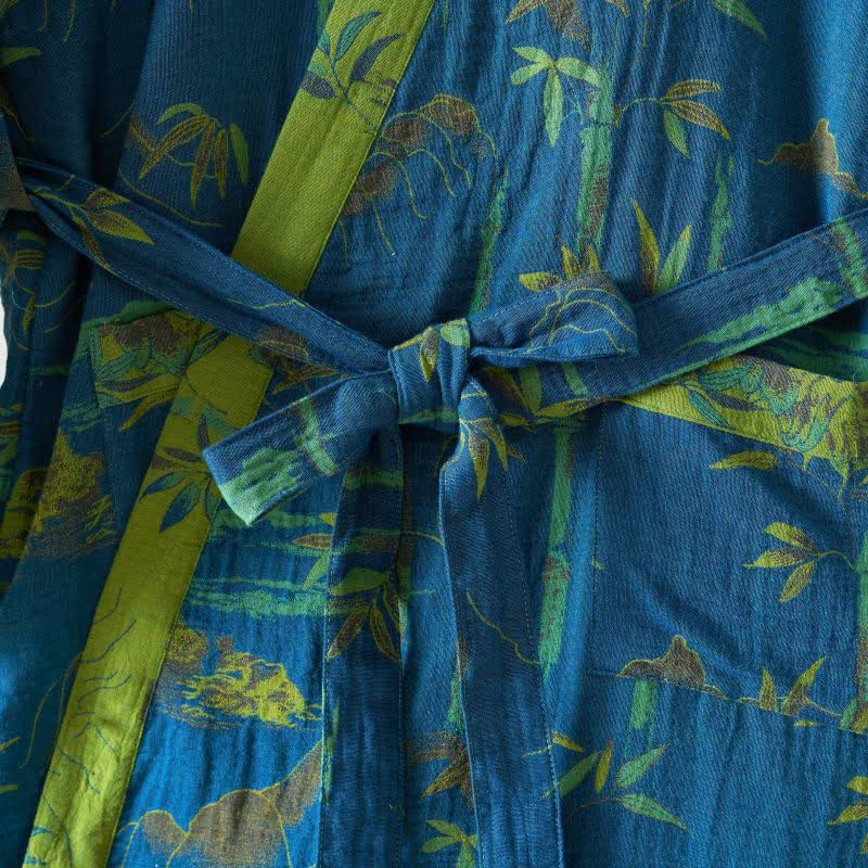 Two-Tone Bamboo Cotton Gauze Kimono Robe
