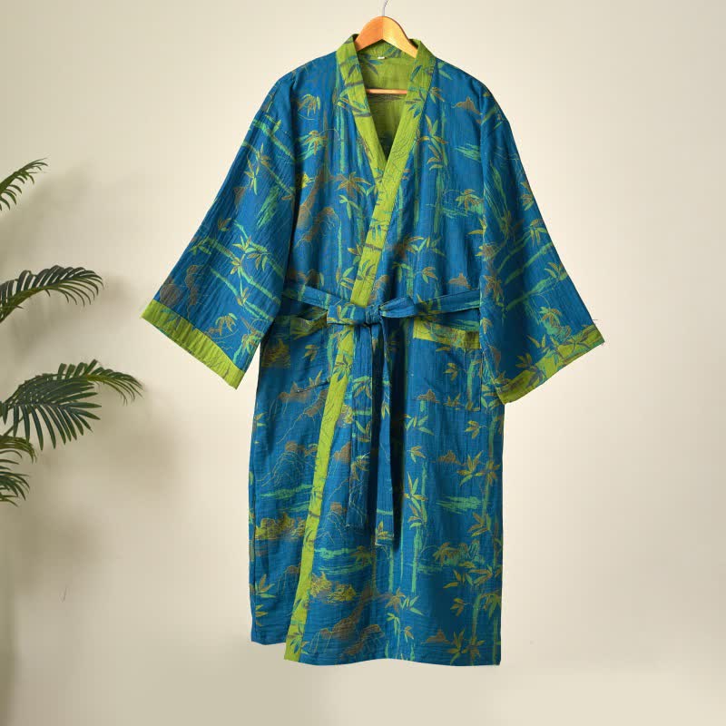 Two-Tone Bamboo Cotton Gauze Kimono Robe