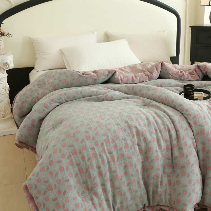 Fun Pumpkin Cotton Gauze Jacquard Quilt