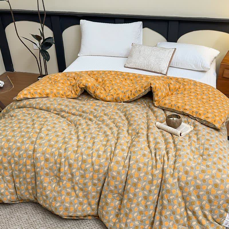 Fun Pumpkin Cotton Gauze Jacquard Quilt
