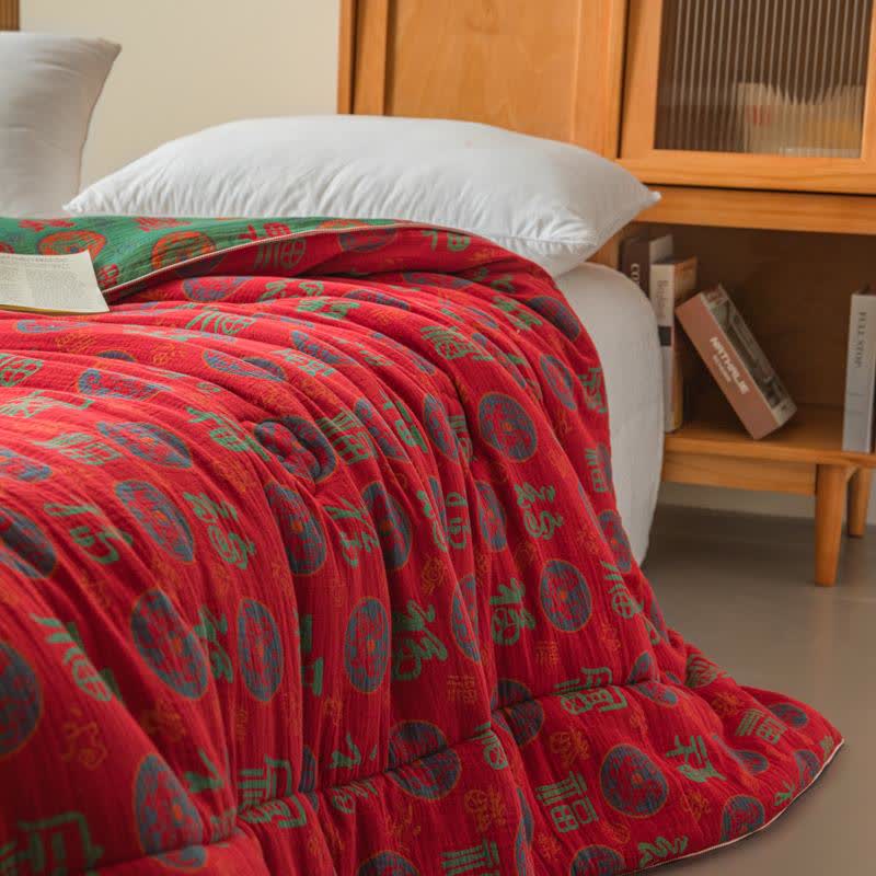 Retro Auspicious Cotton Gauze Jacquard Quilt