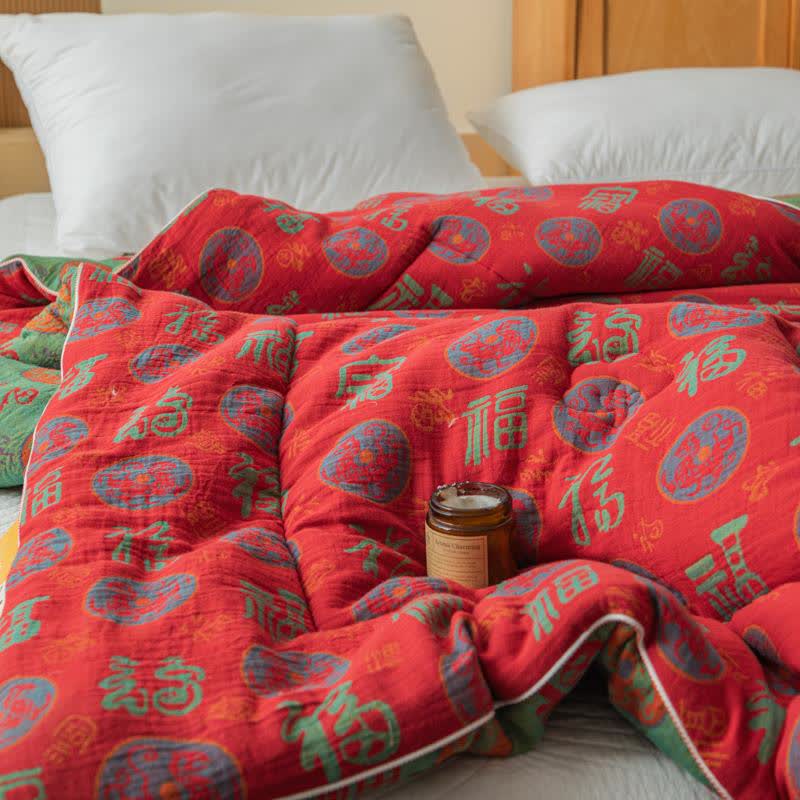 Retro Auspicious Cotton Gauze Jacquard Quilt