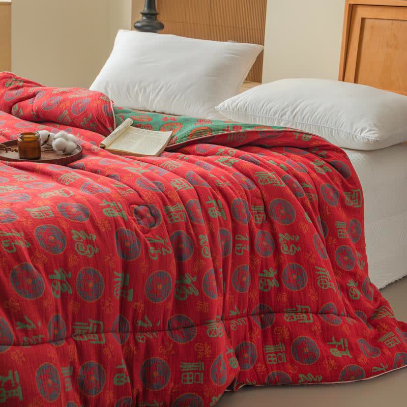 Retro Auspicious Cotton Gauze Jacquard Quilt