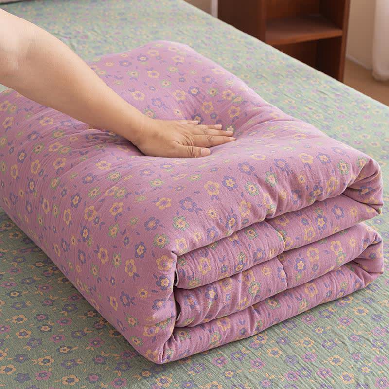Purple Floral Cotton Gauze Jacquard Quilt