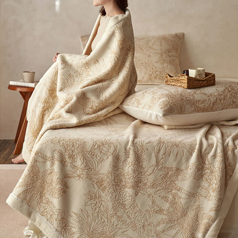 Jungle Jacquard Warm Throw Blanket