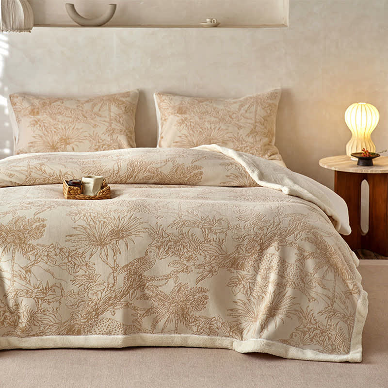 Jungle Jacquard Warm Throw Blanket