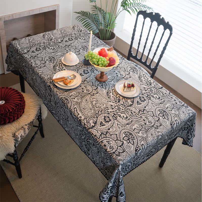 Ethnic Style Paisley Pattern Jacquard Tablecloth