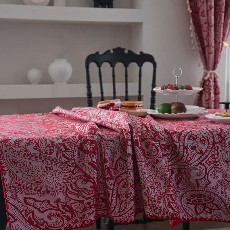 Ethnic Style Paisley Pattern Jacquard Tablecloth
