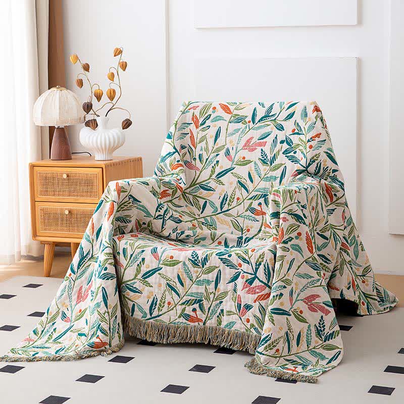 Fresh Leaf Natural Cotton Gauze Quilt