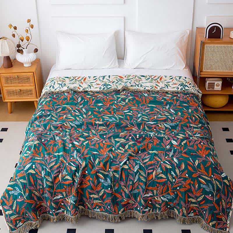 Fresh Leaf Natural Cotton Gauze Quilt