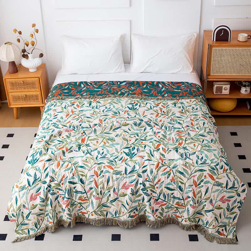 Fresh Leaf Natural Cotton Gauze Quilt