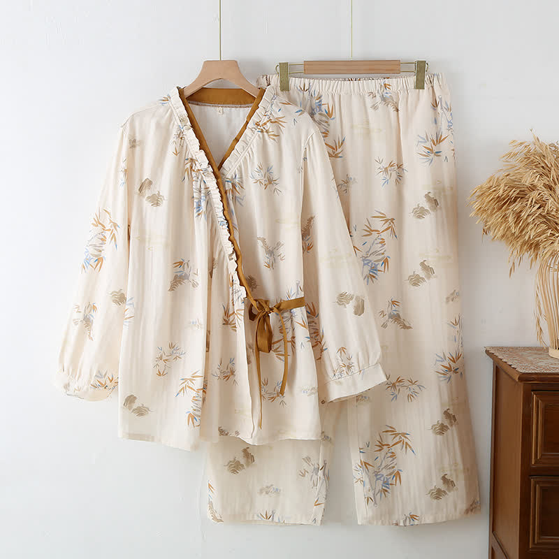 Long Sleeve Cotton Gauze Pajama Set