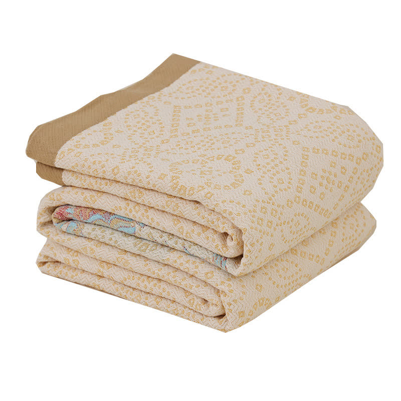 Beige Floral Pure Cotton Gauze Quilt