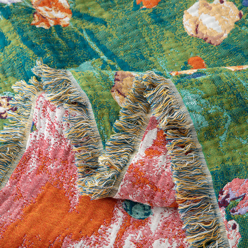 Artistic Rose Cotton Gauze Reversible Blanket