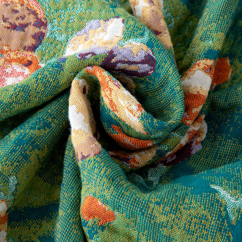 Artistic Rose Cotton Gauze Reversible Blanket