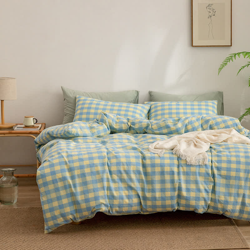 Cotton Checkered Dorm Bedding Set