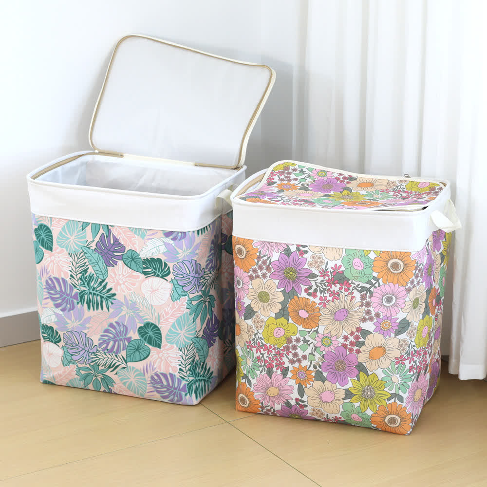 Floral Leaf Zipper Storage Bag