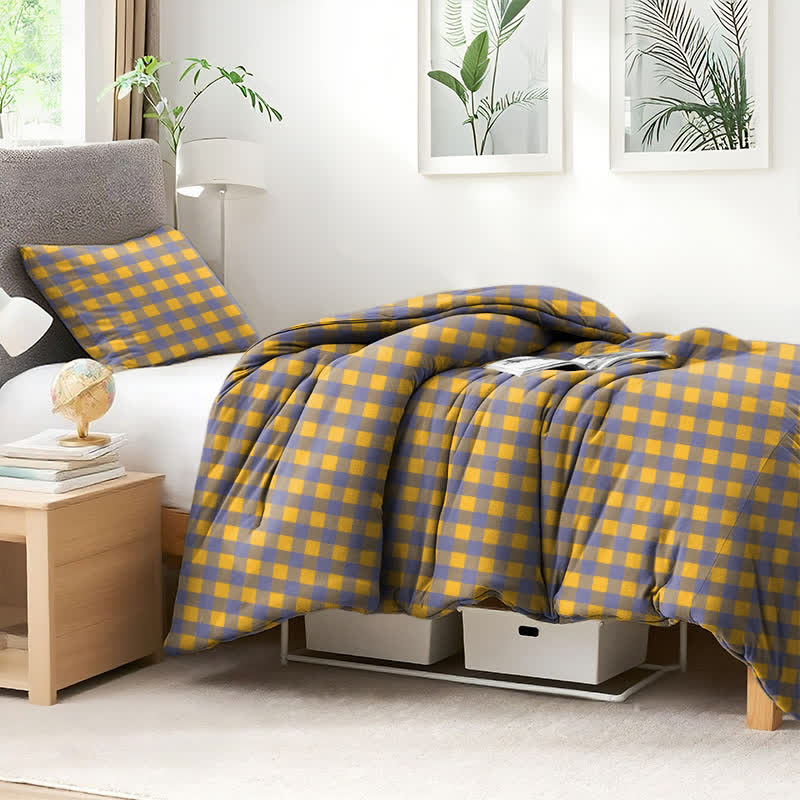 Cotton Checkered Dorm Bedding Set