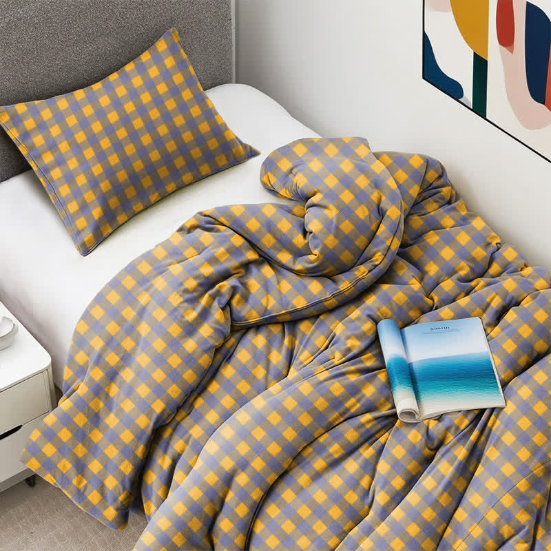 Cotton Checkered Dorm Bedding Set