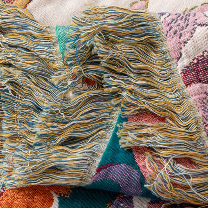 Flower Vine Cotton Gauze Tassel Quilt