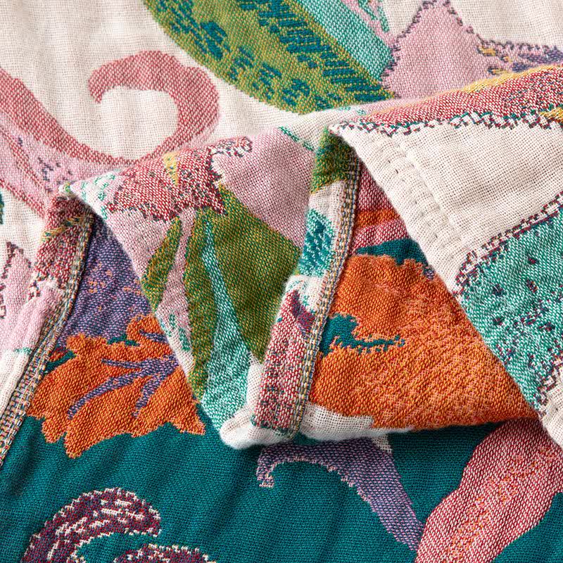 Flower Vine Cotton Gauze Tassel Quilt