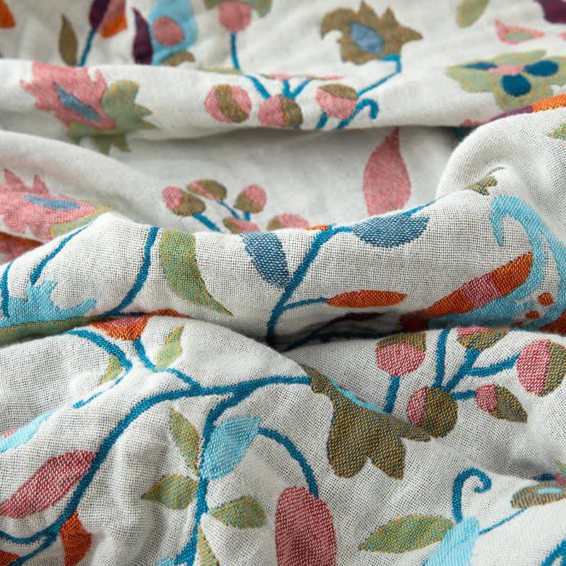 Bohemian Artistic Floral Leaf Cotton Blanket