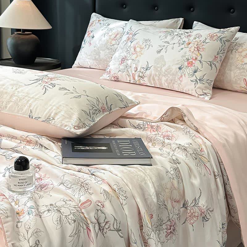 Rose Print Silky Natural Quilt