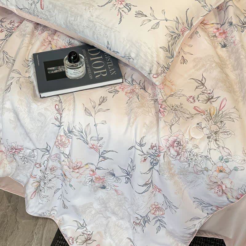Rose Print Silky Natural Quilt