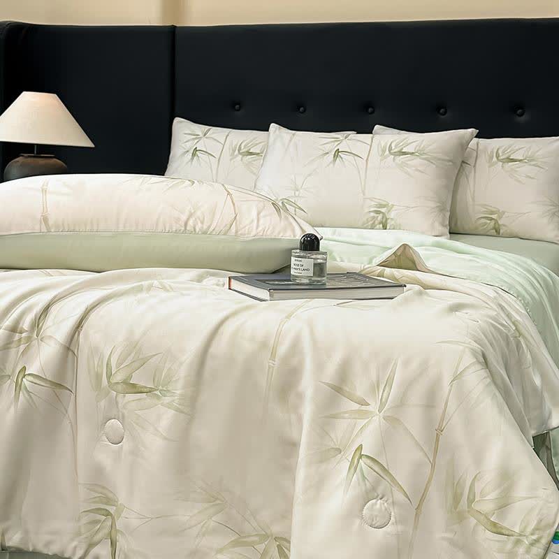 Bamboo Print Silky Natural Quilt