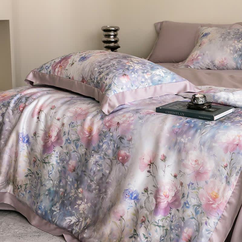 Poppy Floral Print Silky Natural Quilt