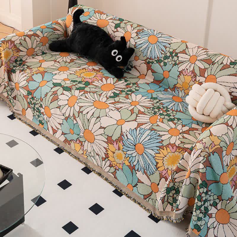 Colorful Daisy Print Sofa Protector
