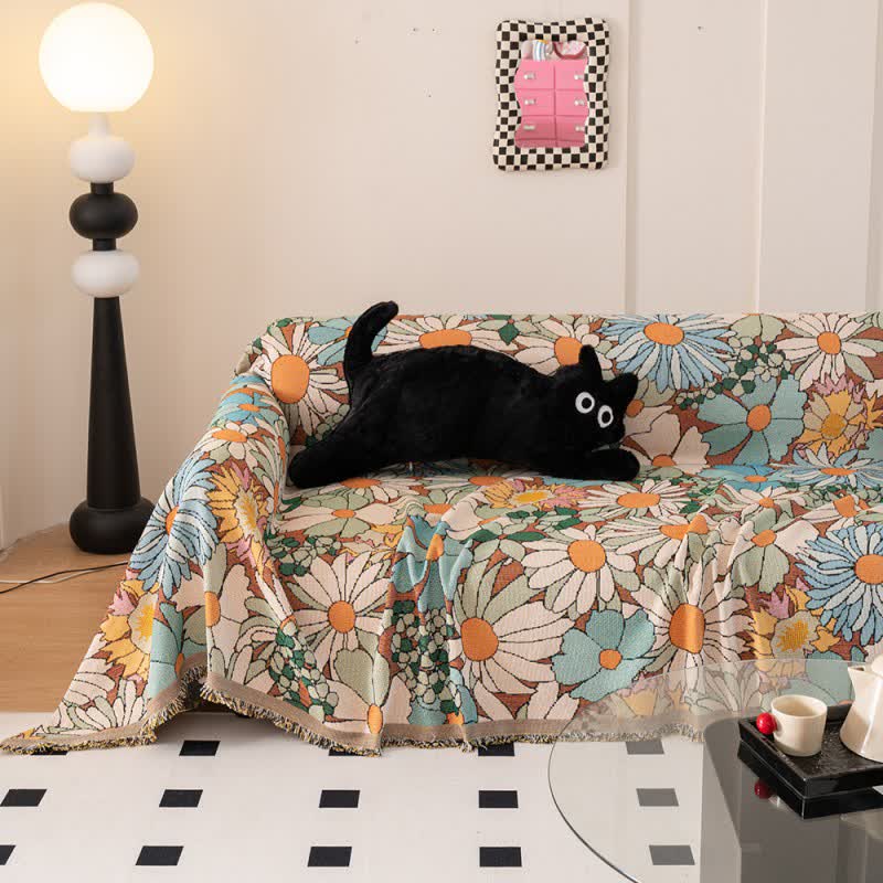 Colorful Daisy Print Sofa Protector