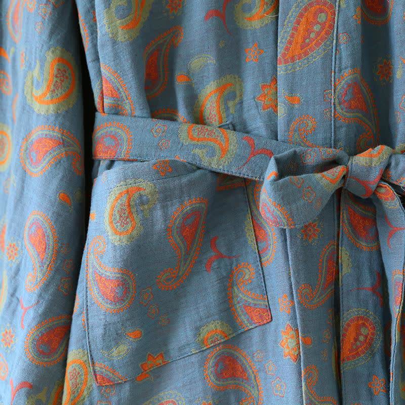 Paisley Cotton Gauze Japanese Kimono Robe