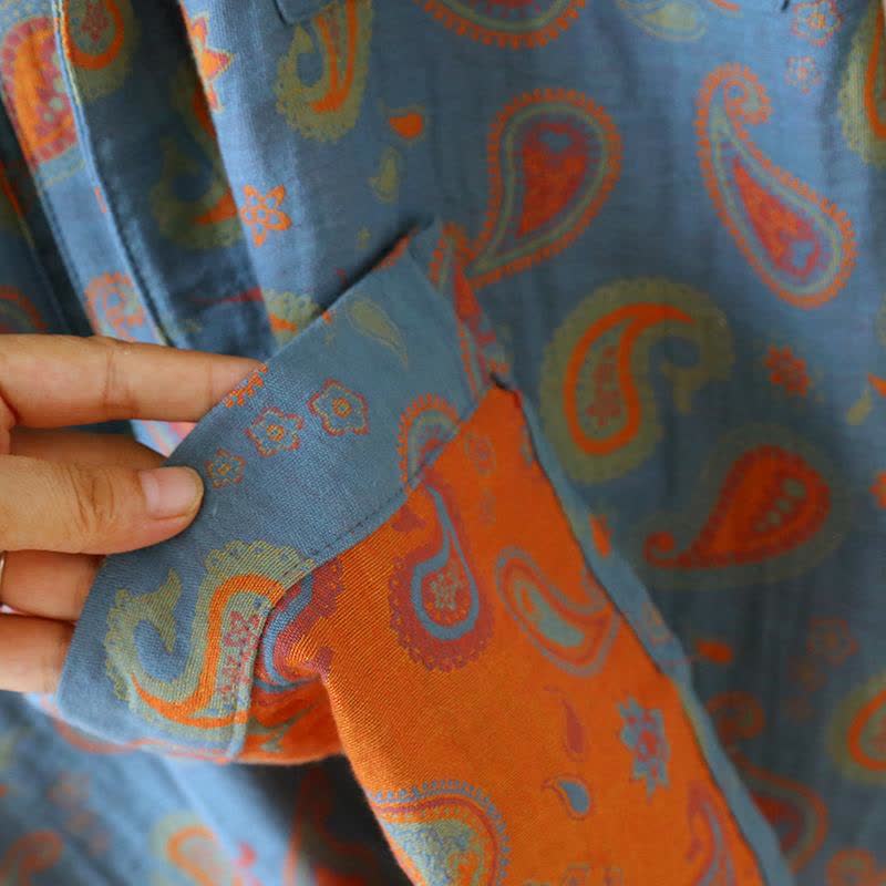 Paisley Cotton Gauze Japanese Kimono Robe